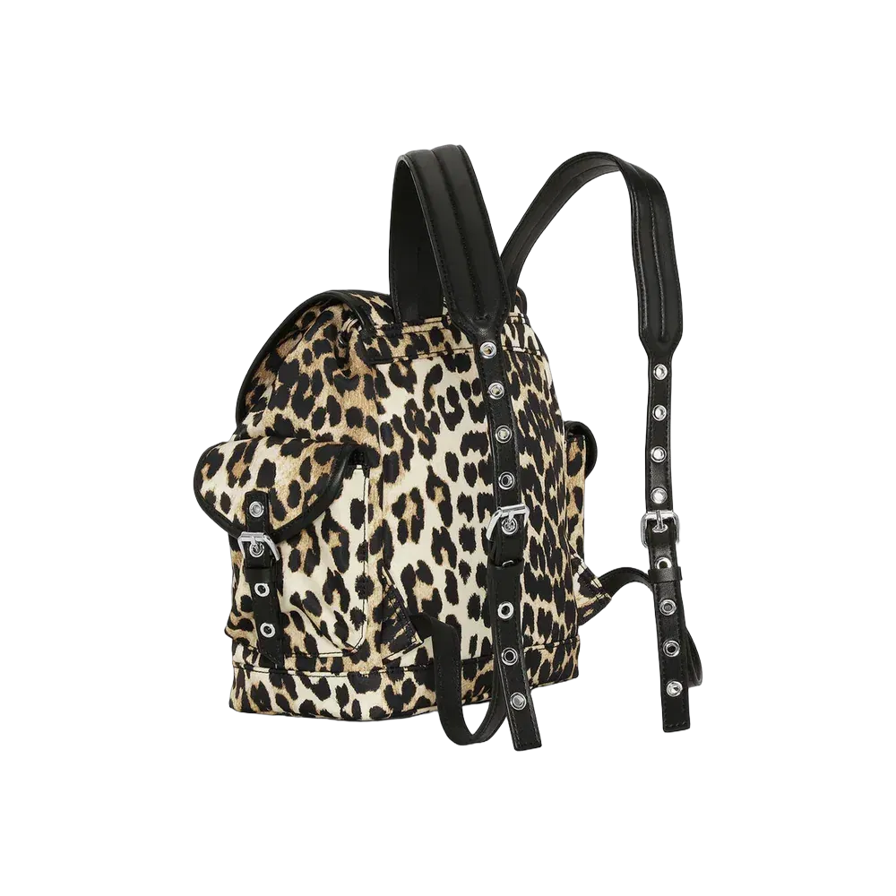 Ganni Leopard Small Nylon Bucky Backpack