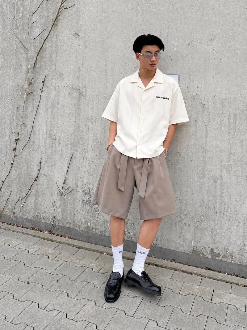 Forfksake Try Harder Off White Bowling Shirt