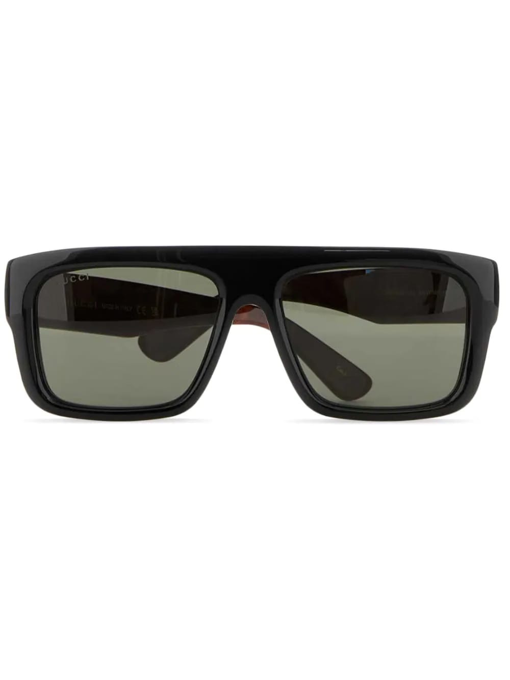 tortoiseshell-effect detail rectangle-frame sunglasses