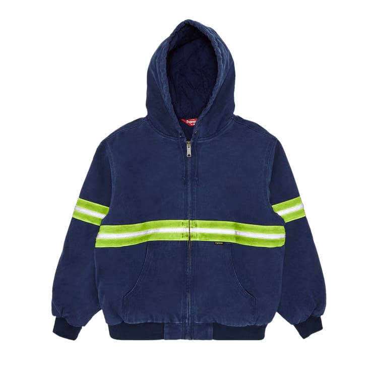 Supreme Reflective Stripe Hooded Work Jacket Navy