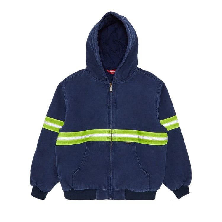 Supreme Reflective Stripe Hooded Work Jacket Navy