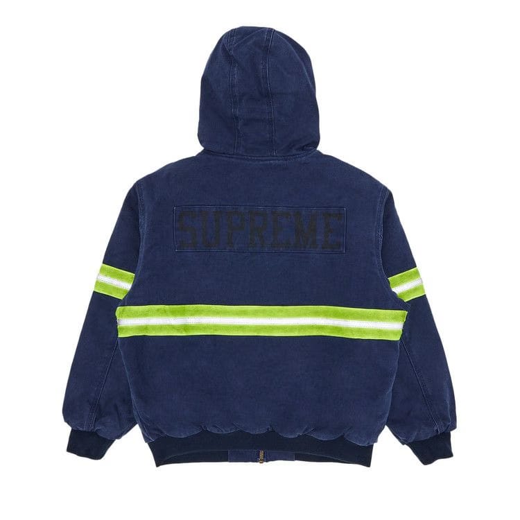 Supreme Reflective Stripe Hooded Work Jacket Navy