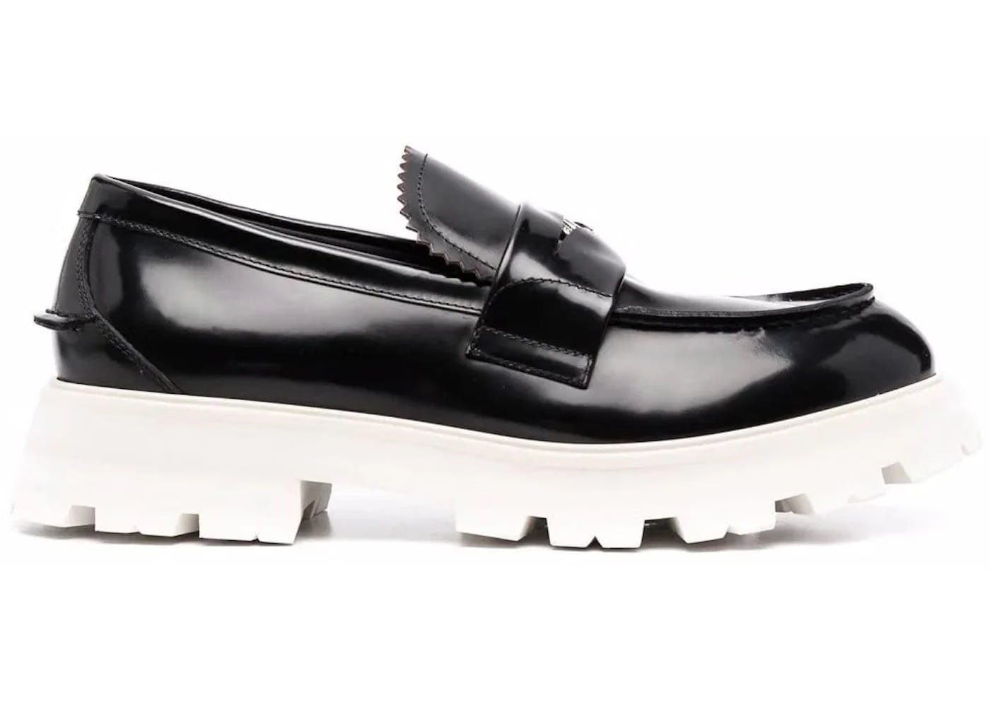 Alexander McQueen Contrast Sole Leather Penny Loafers Black White