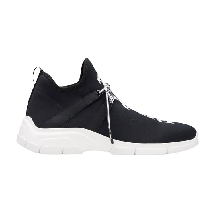 Prada Knit Fabric Sneaker Black White