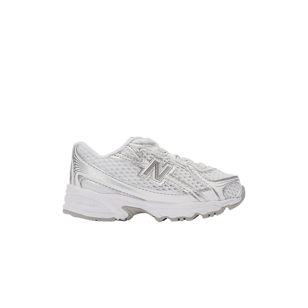 740 Bungee Lace Toddler 'White Silver Metallic'
