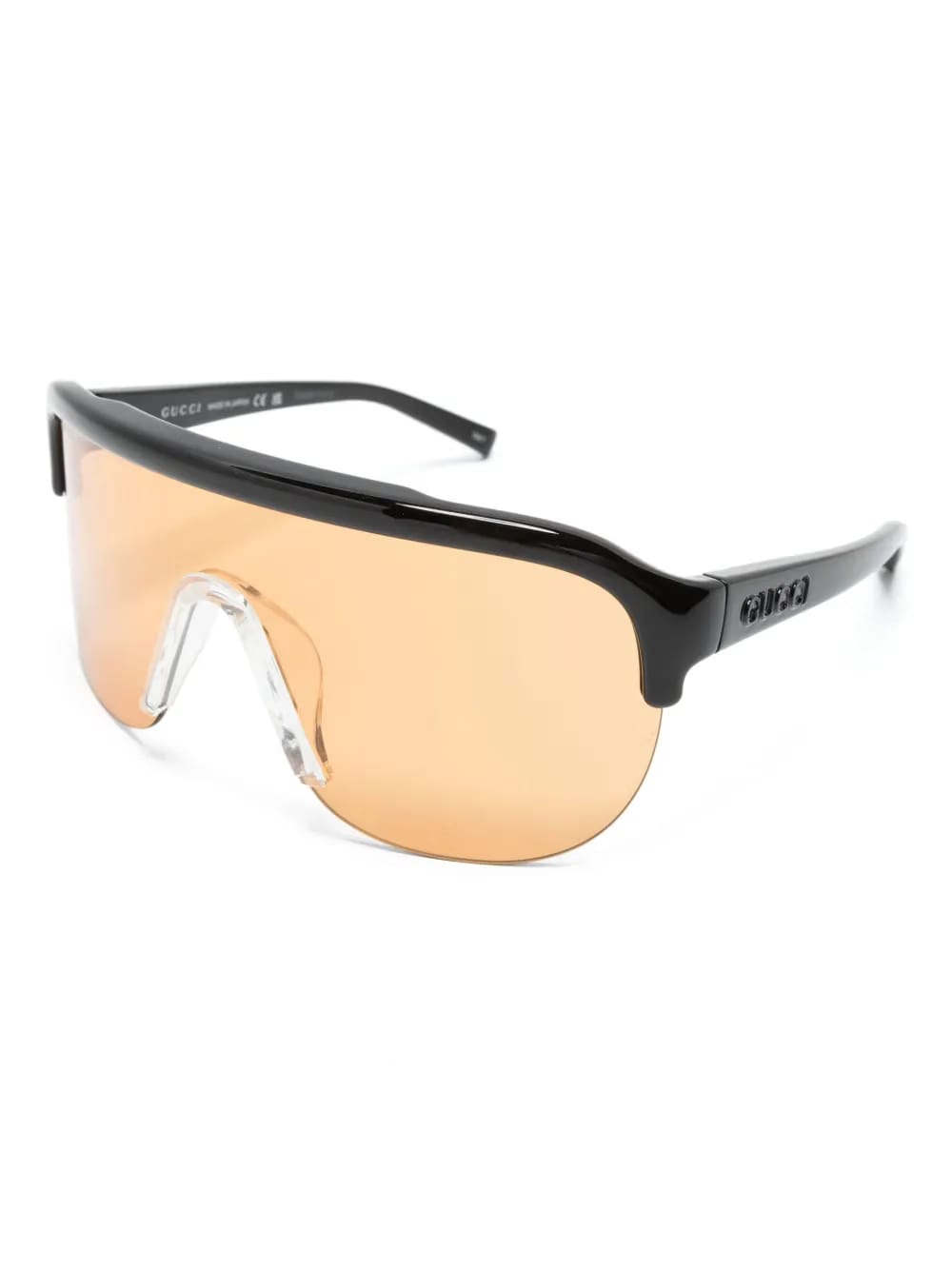 half-rimless shield-frame sunglasses
