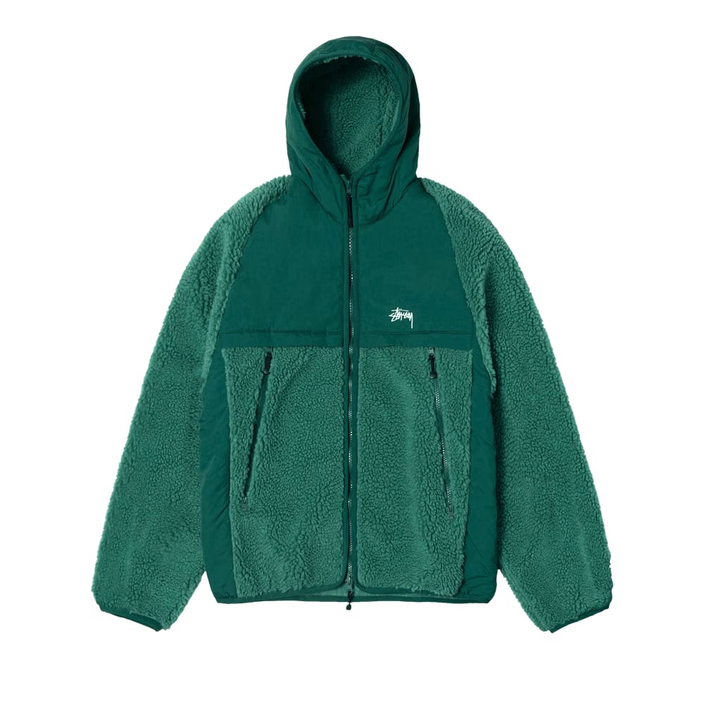 Stussy Sherpa Paneled Hooded Jacket Teal