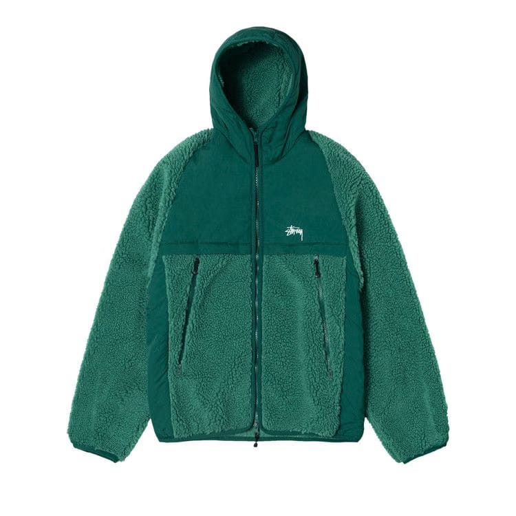 Stussy Sherpa Paneled Hooded Jacket Teal