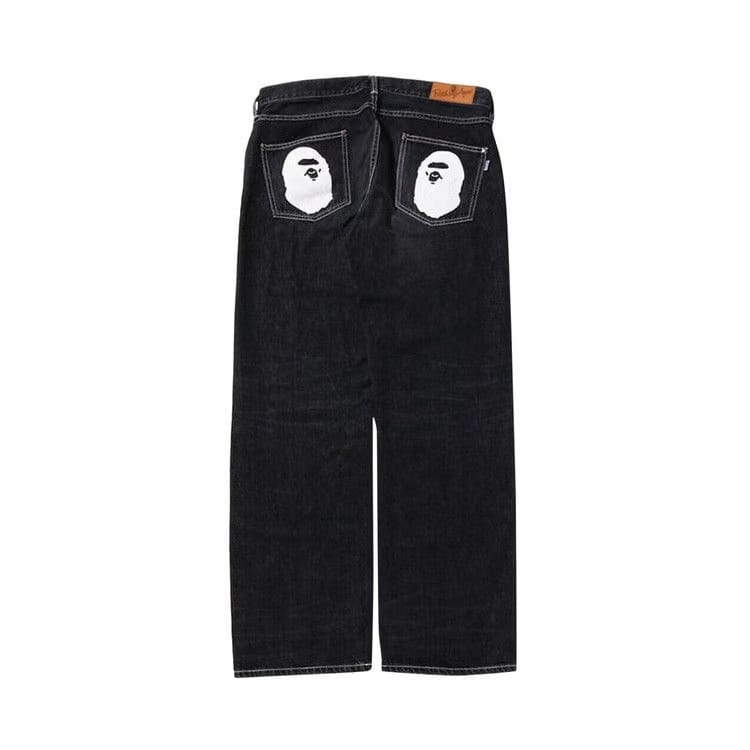 BAPE Ape Head Relaxed Fit Denim Pants Black