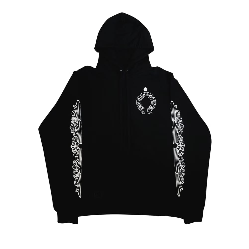Chrome Hearts Horseshoe Floral Hoodie Black