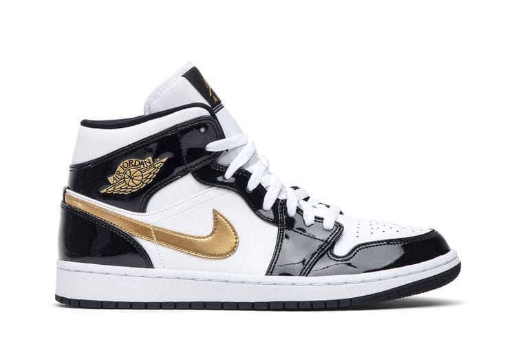 Men's Air Jordan 1 Mid Patent SE 'Black Gold'
