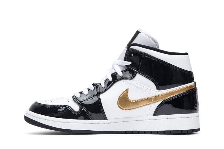 Men's Air Jordan 1 Mid Patent SE 'Black Gold'