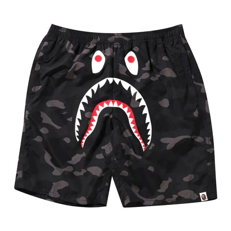 BAPE Color Camo Shark Beach Shorts Black