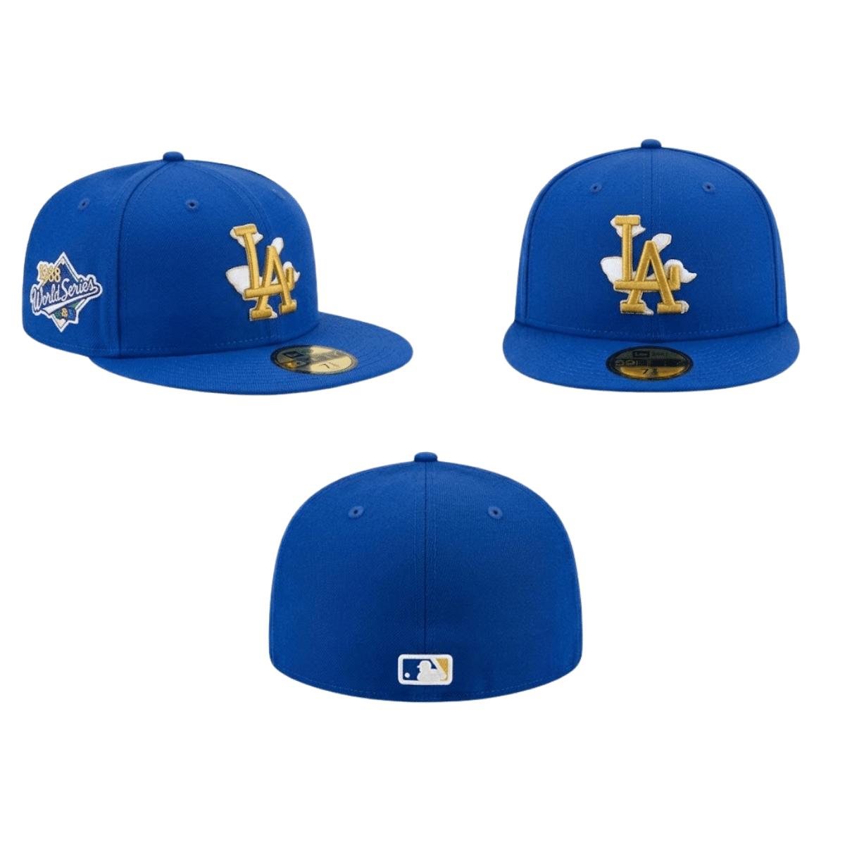 New Era Los Angeles Dodgers 59FIFTY fitted hat featuring gold-embroidered logo