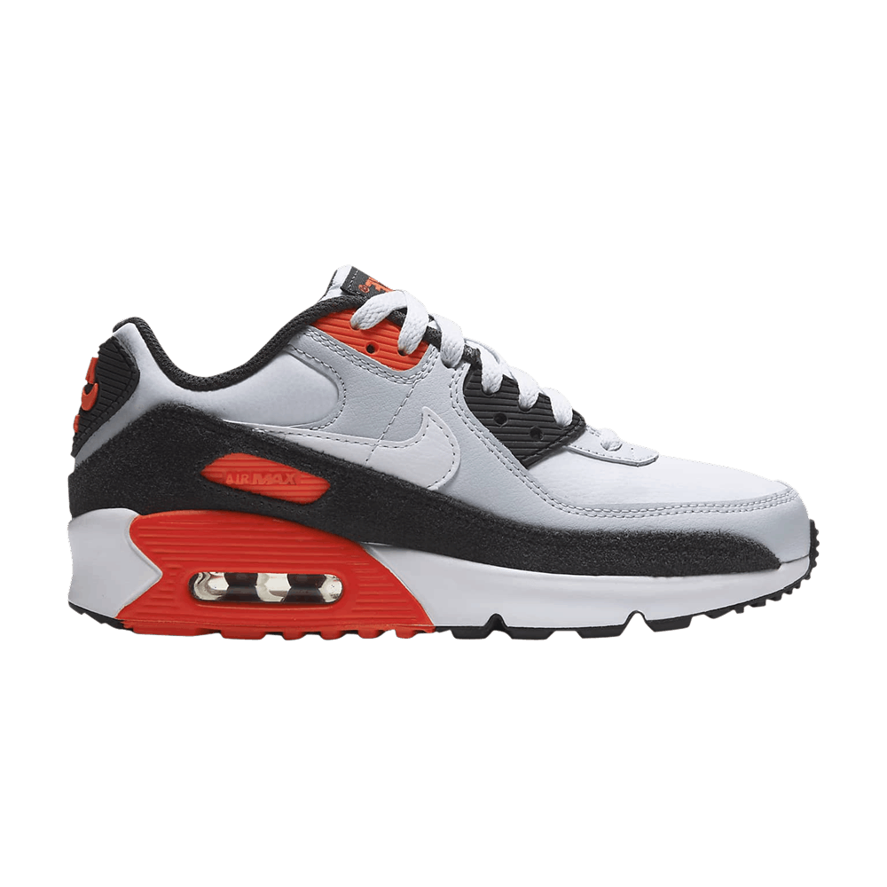 Air Max 90 Leather GS 'Football Grey Bright Crimson'