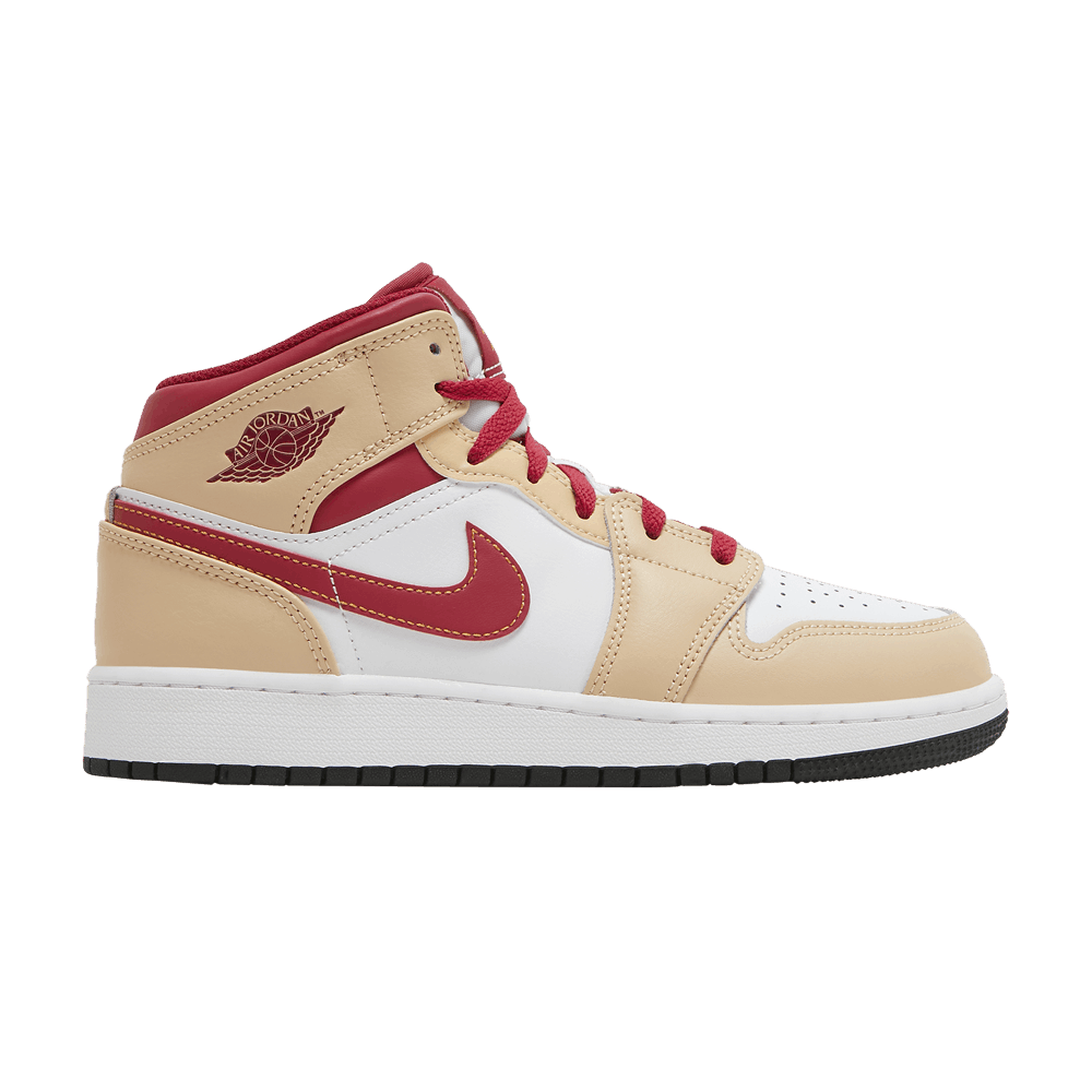 Air Jordan 1 Mid GS 'Light Curry Cardinal Red'