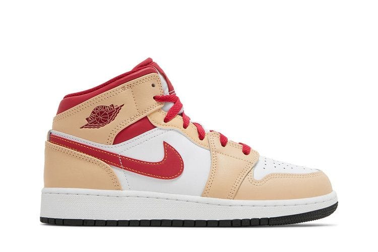 Air Jordan 1 Mid GS 'Light Curry Cardinal Red'