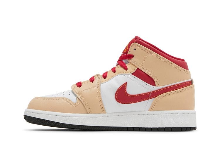 Air Jordan 1 Mid GS 'Light Curry Cardinal Red'