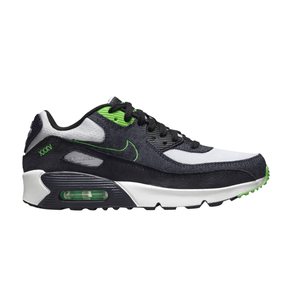 Air Max 90 Leather SE GS 'Black Scream Green'
