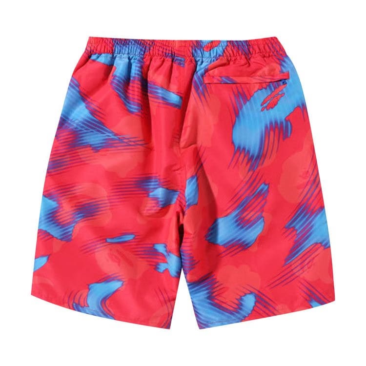 BAPE Stroke Camo Beach Shorts Red