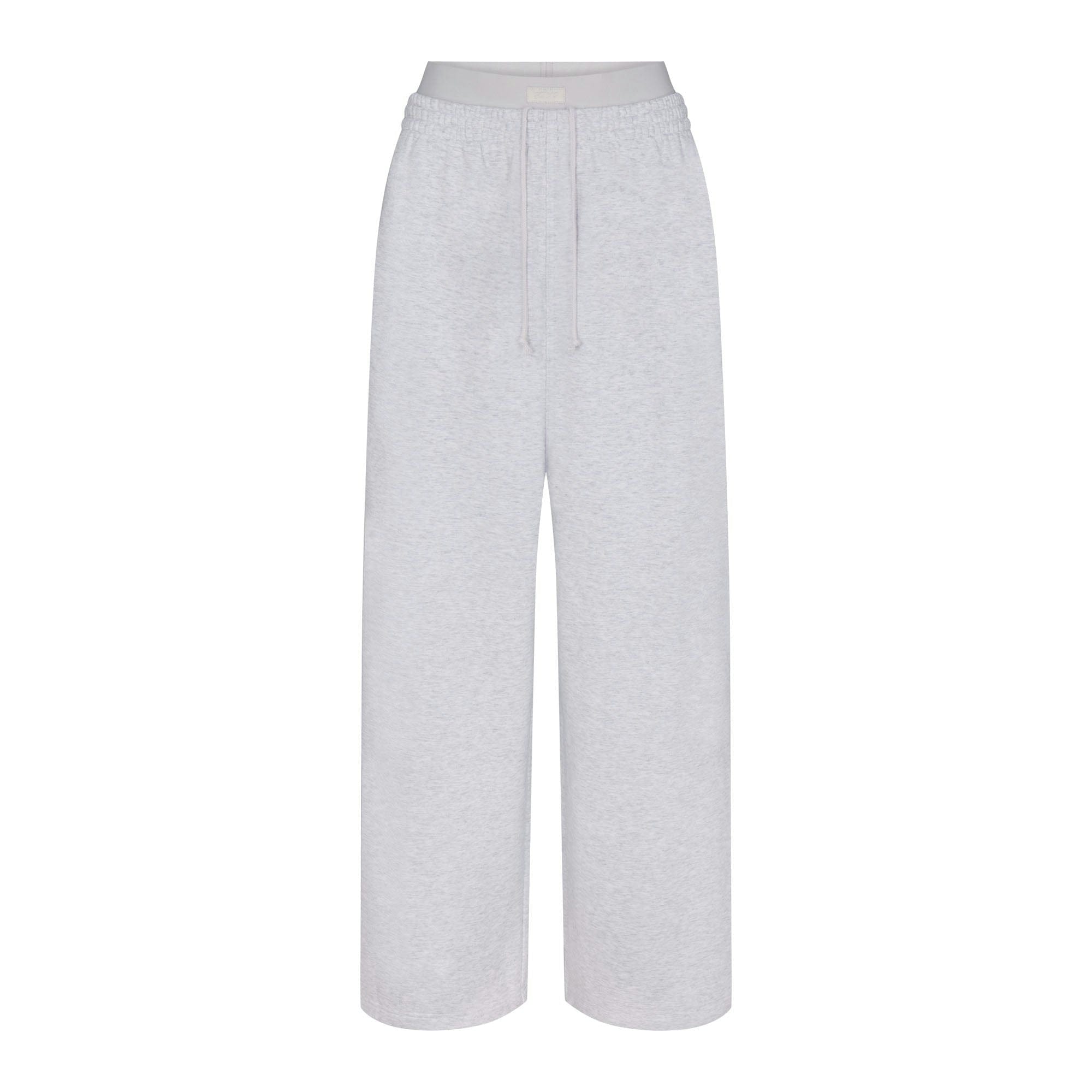 Skims Cotton Fleece Oversized Double Waistband Pant Light Heather Grey