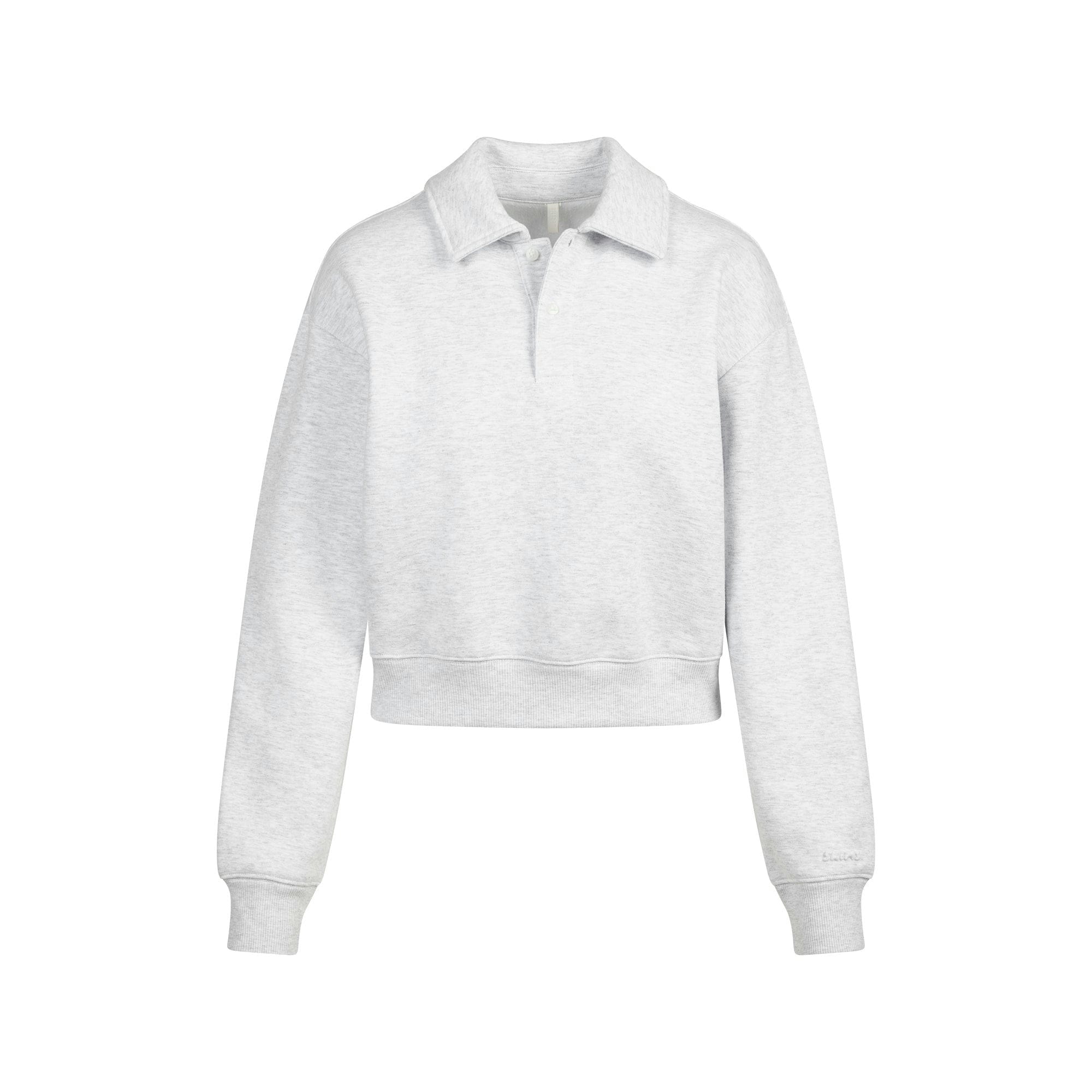 Skims Cotton Fleece Polo Sweatshirt Light Heather Grey