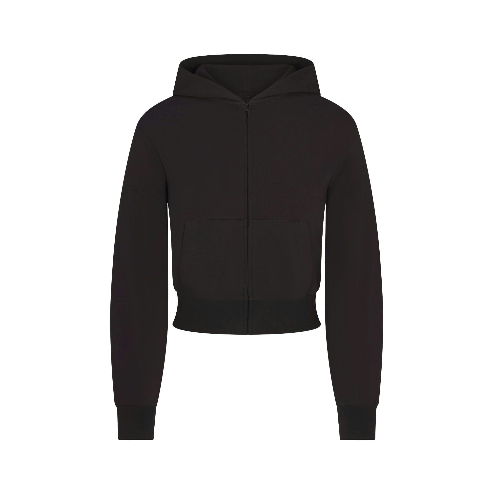Skims Cotton Jersey Zip Up Hoodie Soot