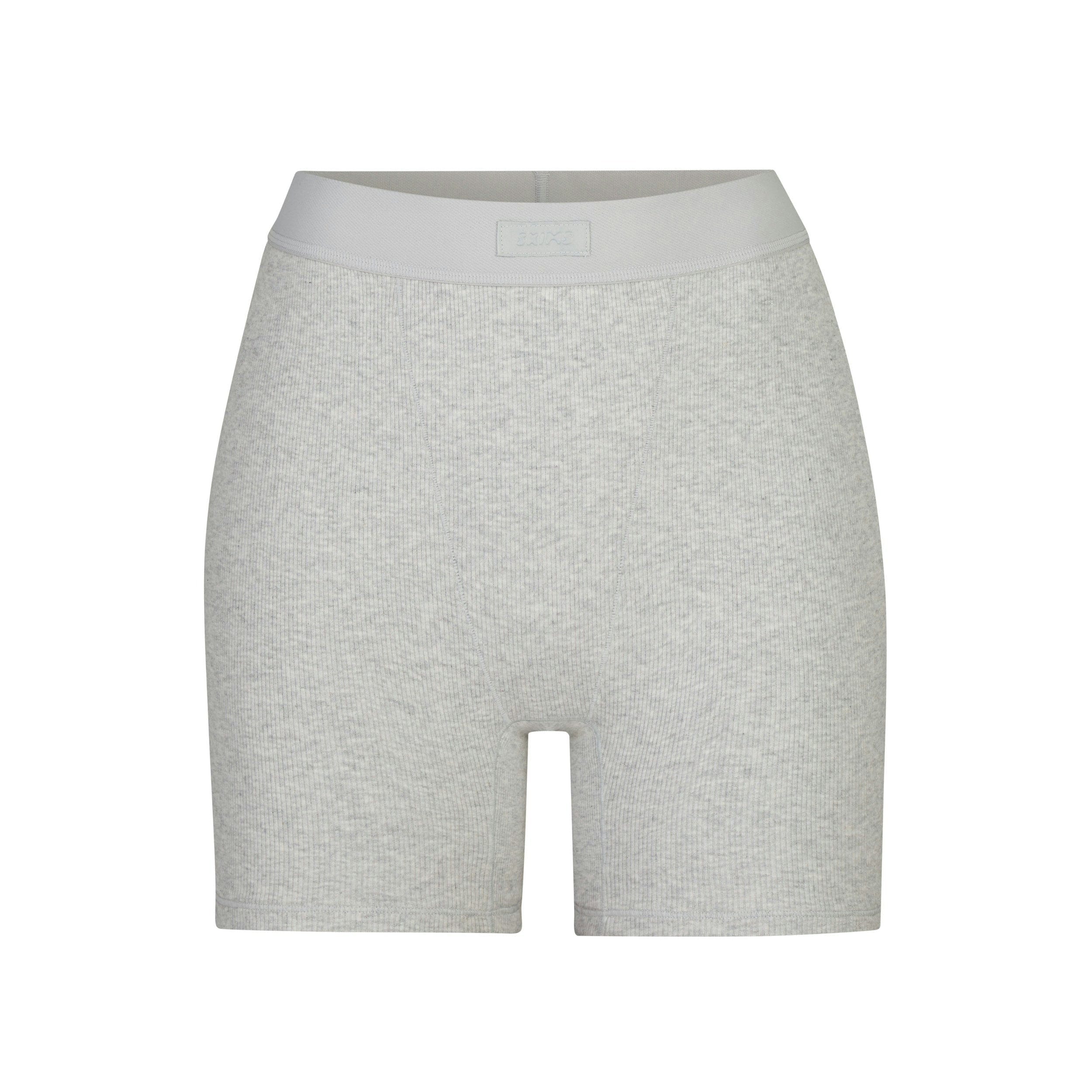 Skims Cotton Rib Boxer Light Heather Grey
