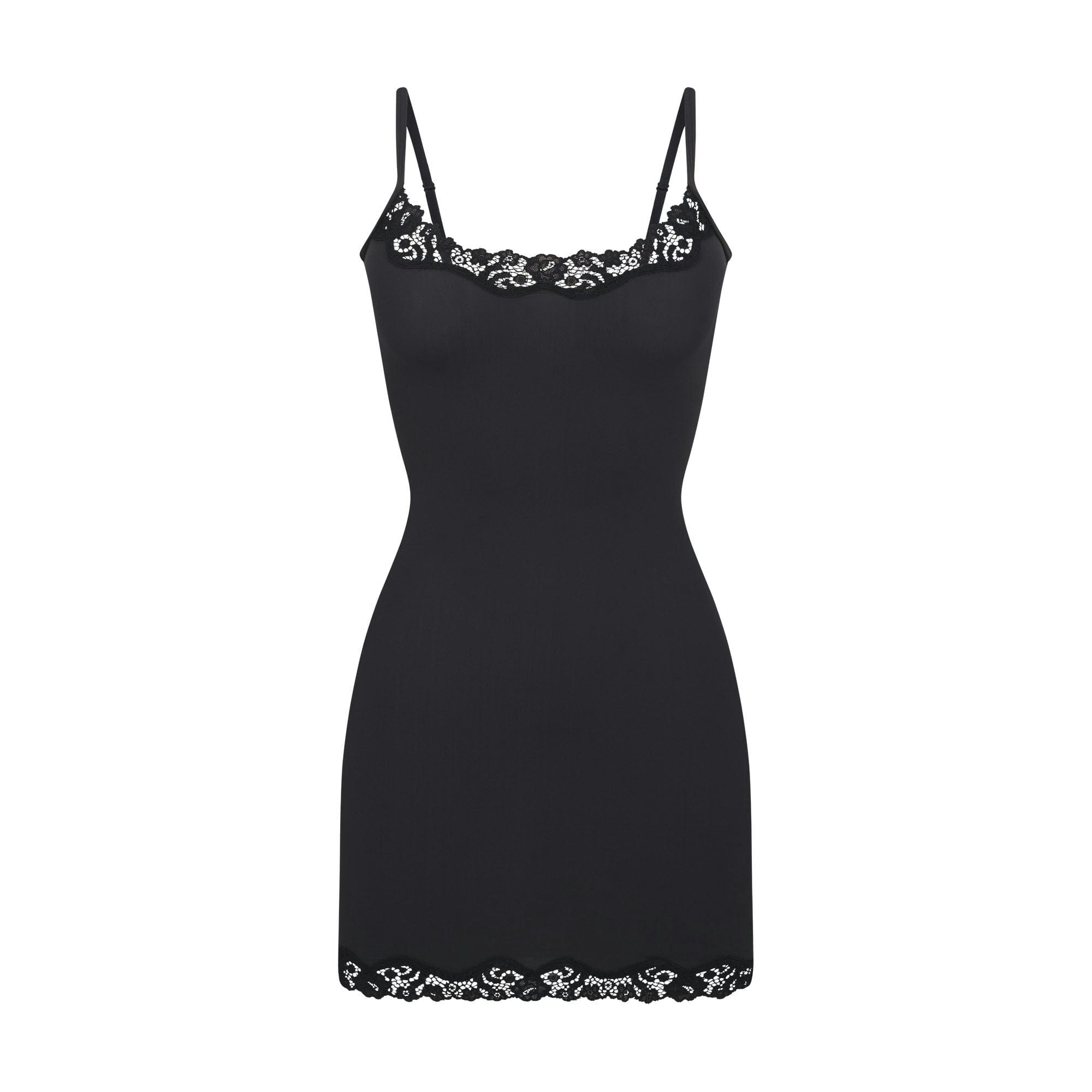 Skims Fits Everybody Lace Slip Dress Onyx