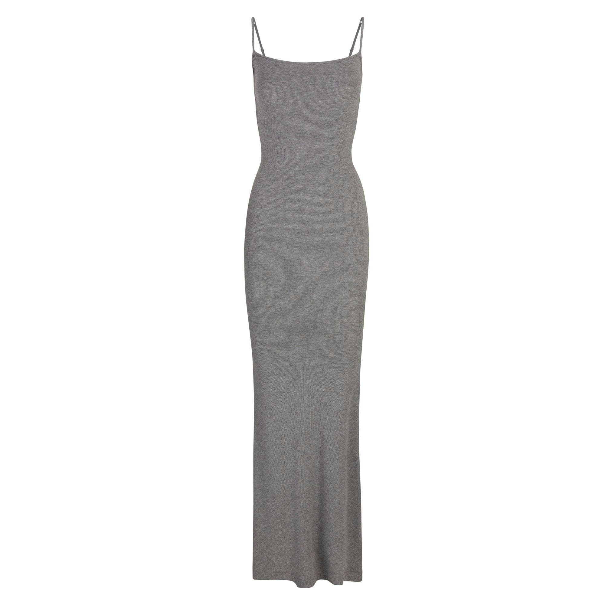 Skims Soft Lounge Long Slip Dress Heather Grey
