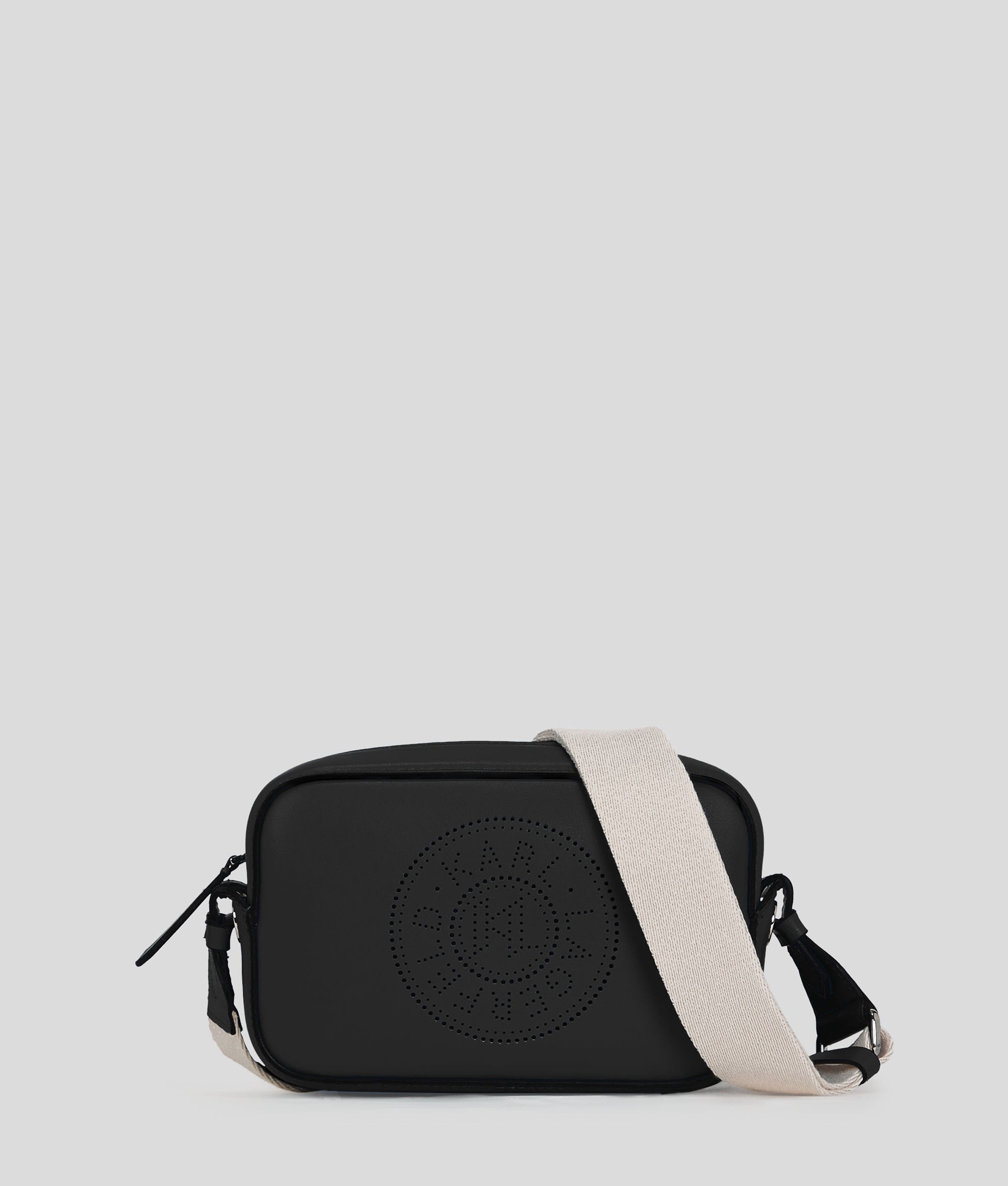 KarlLagerfeld Kcircle Perforated Crossbody Bag Black - Nickel