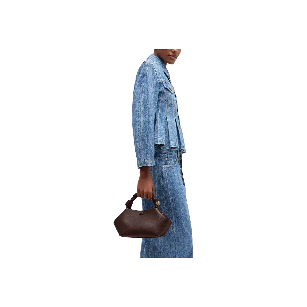 Ganni Brown Grained Small Bou Bag