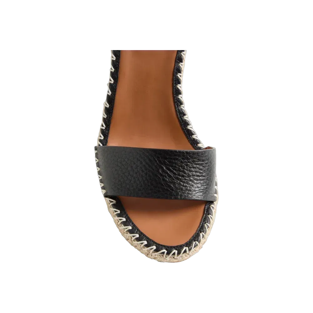 Valentino Double Rockstud Grainy Calfskin Wedge Sandal 105 mm Black