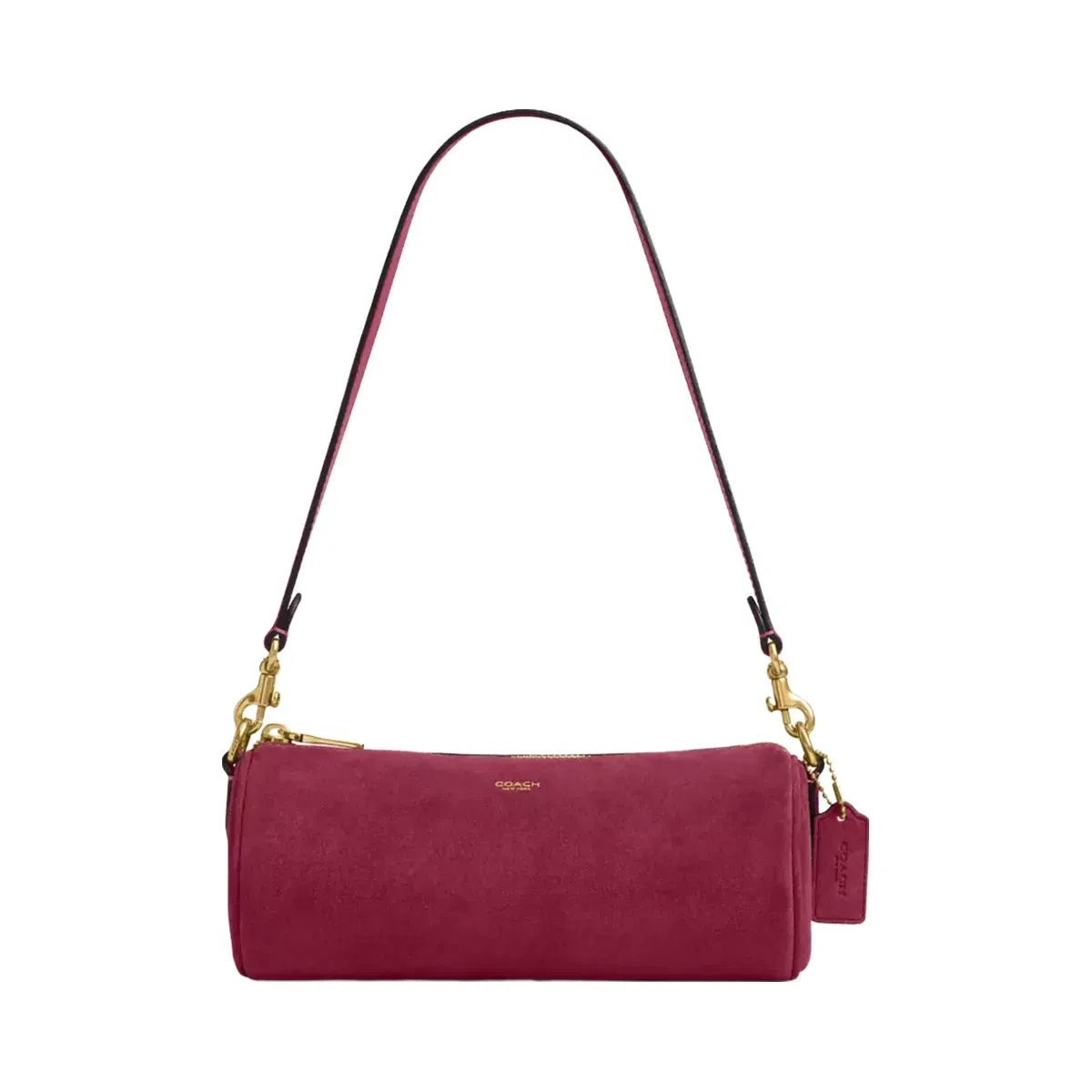 Coach Barrel Bag in Brass Dark Fuchsia