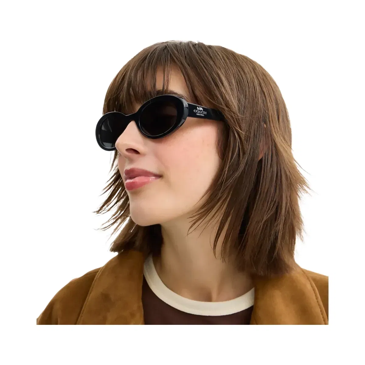 Coach Narrow Oval Sunglasses in Black