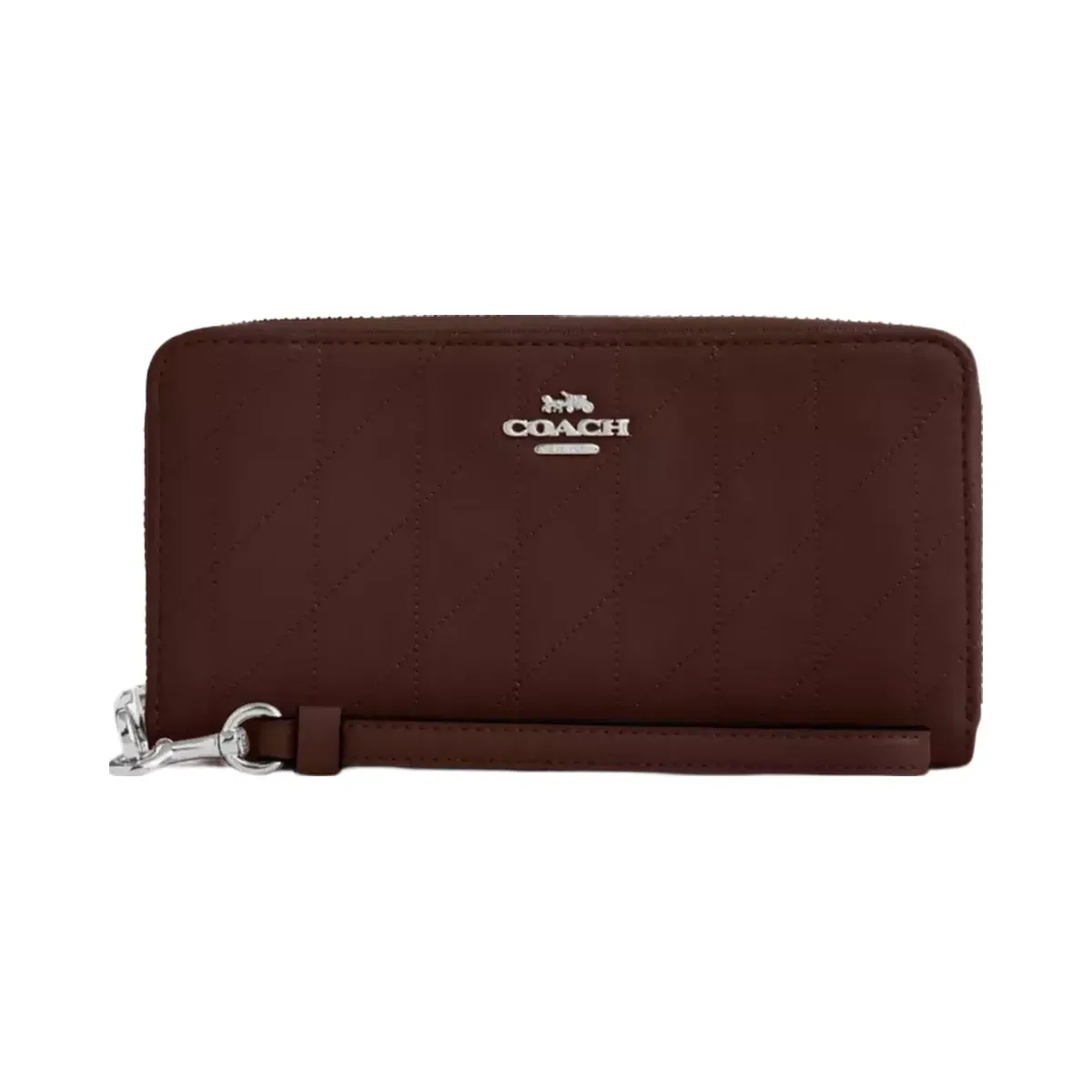 Coach Long Zip Around Wallet With Quilting in Silver Maple