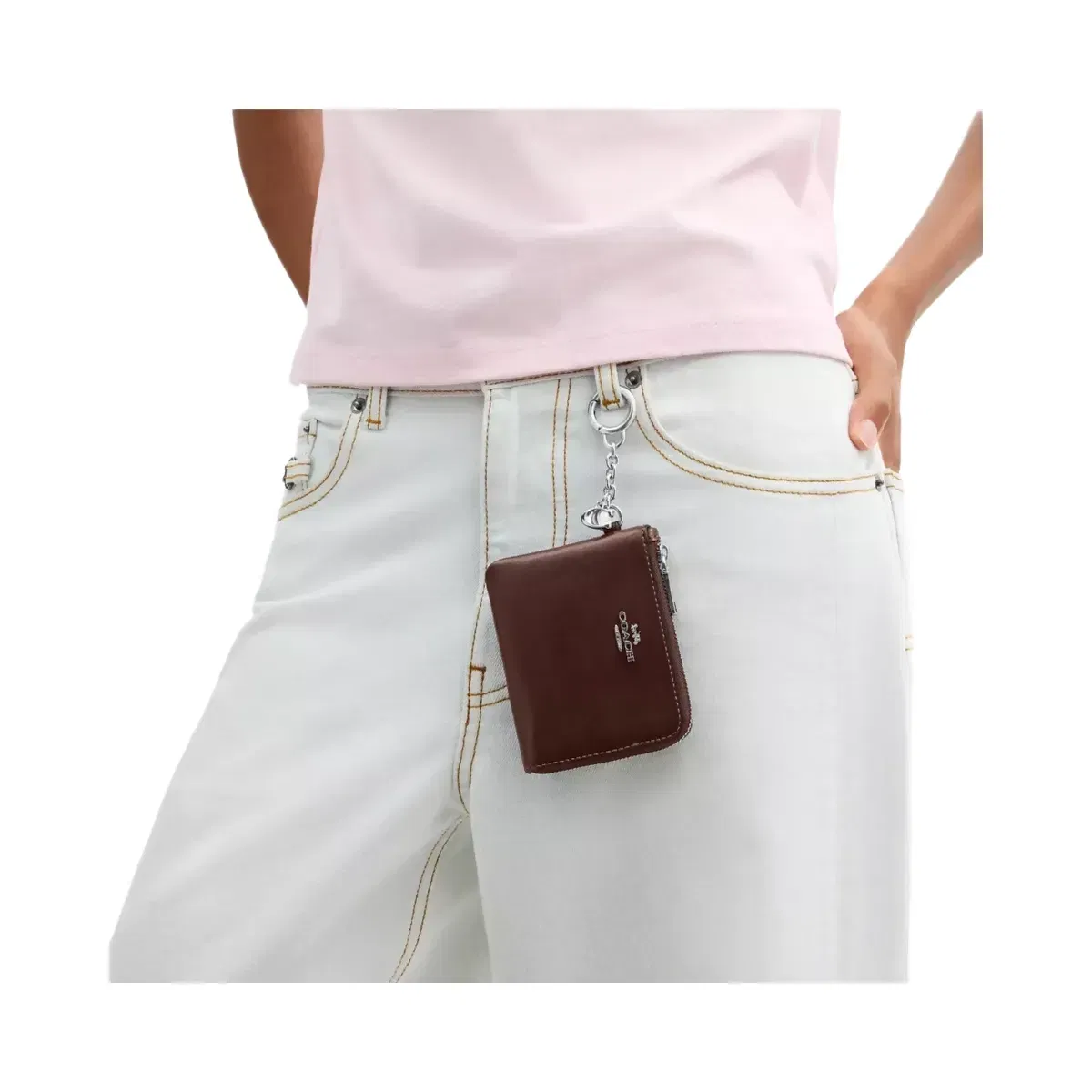 Coach Small Corner Zip Wallet in Silver Maple