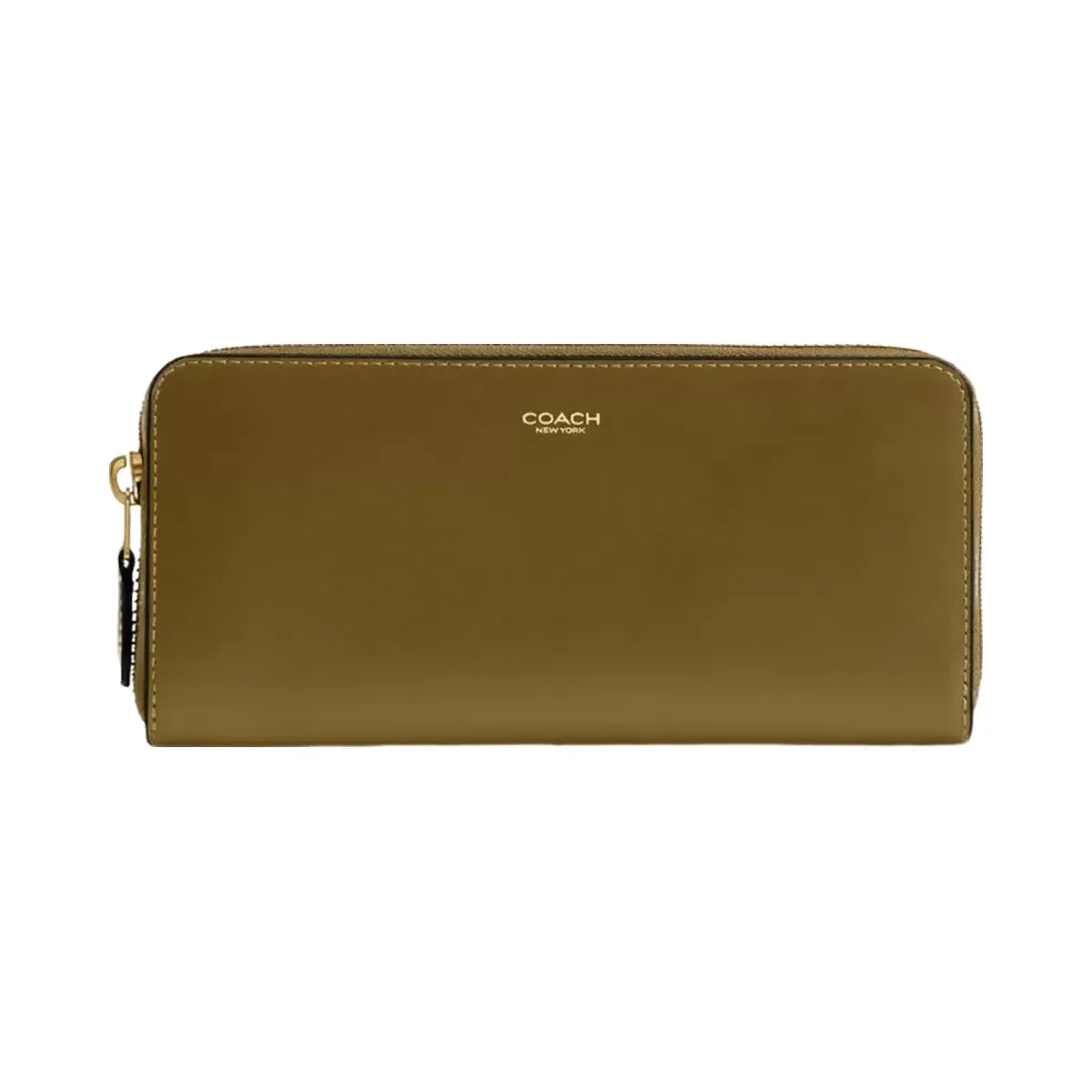 Coach New York Slim Accordion Zip Wallet in Brass Muted Olive