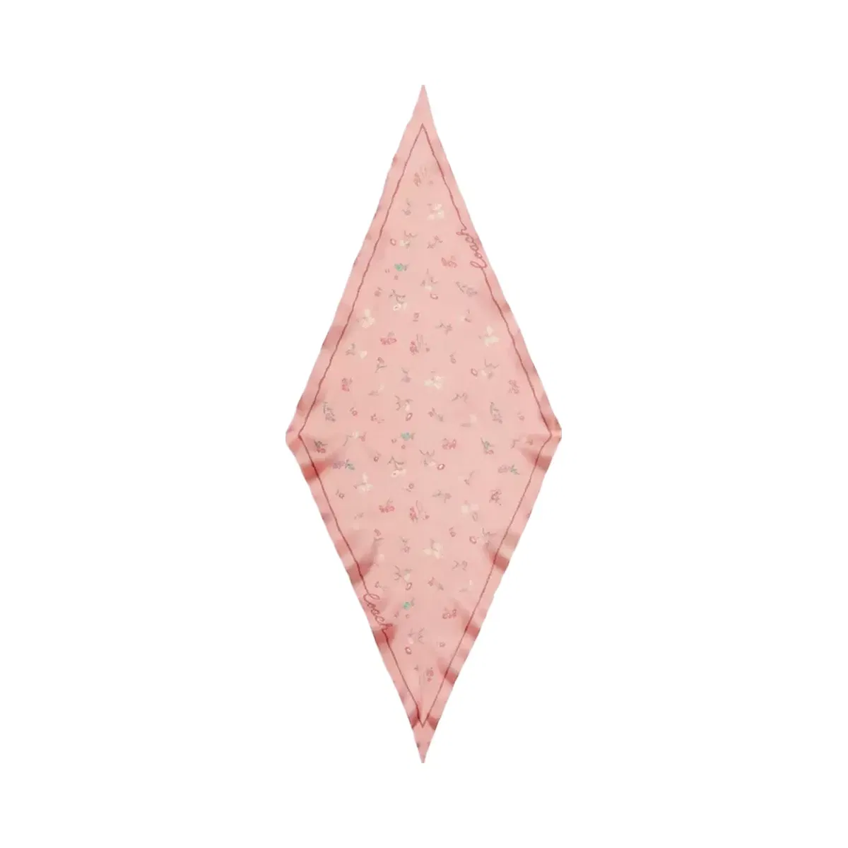 Coach Tossed Floral Print Silk Diamond Scarf in Powder Pink