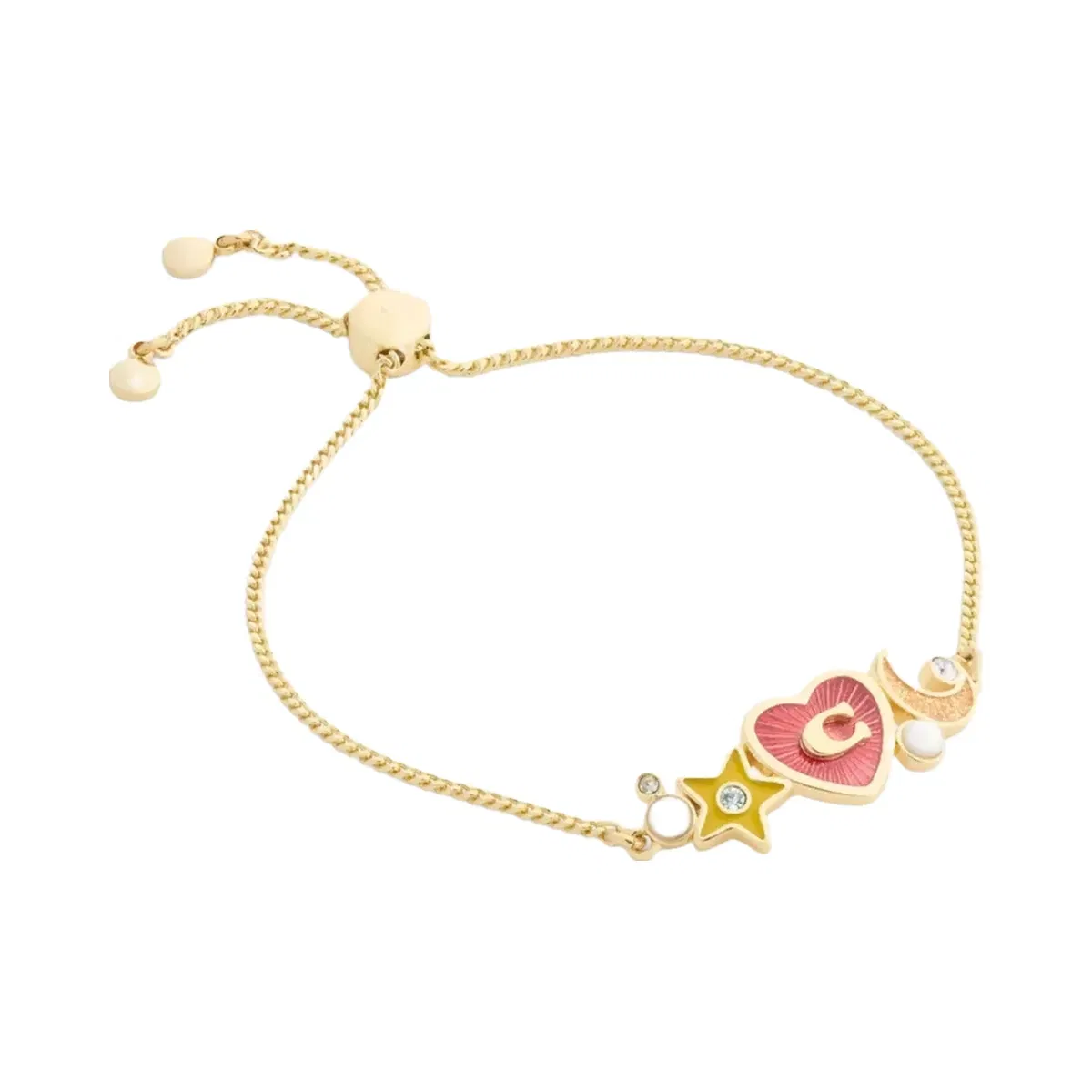 Coach Celestial Stars And Hearts Slider Bracelet in Gold Multi