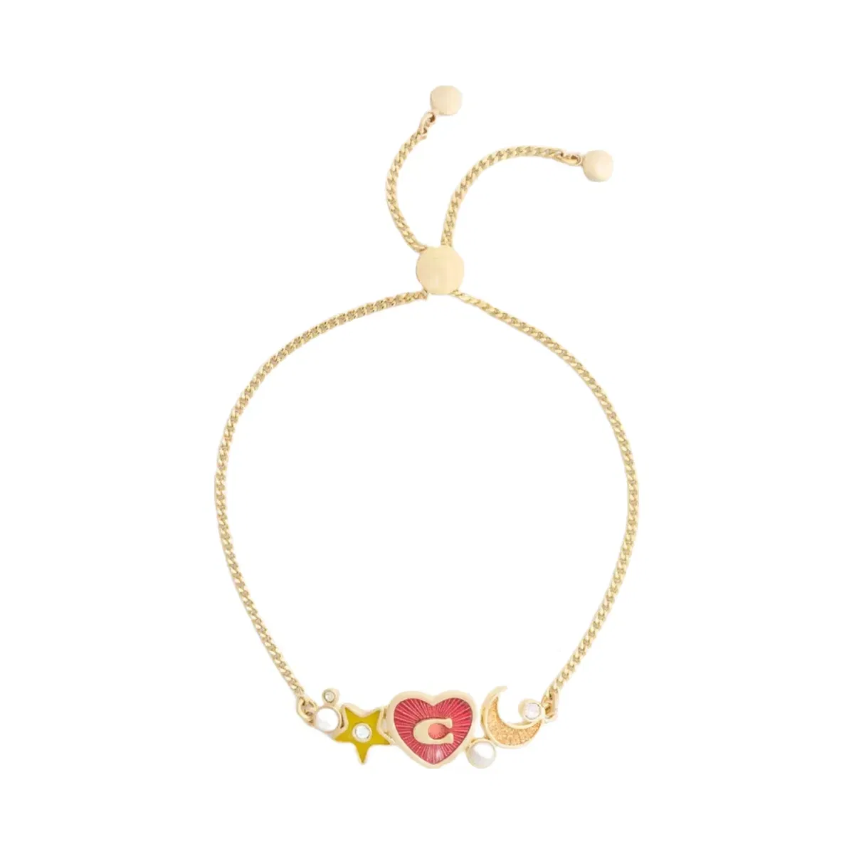 Coach Celestial Stars And Hearts Slider Bracelet in Gold Multi