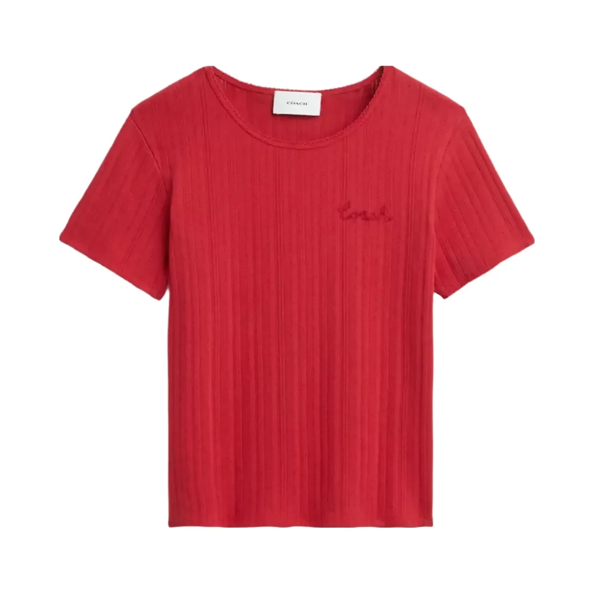 Coach Pointelle T - Shirt in Scarlet