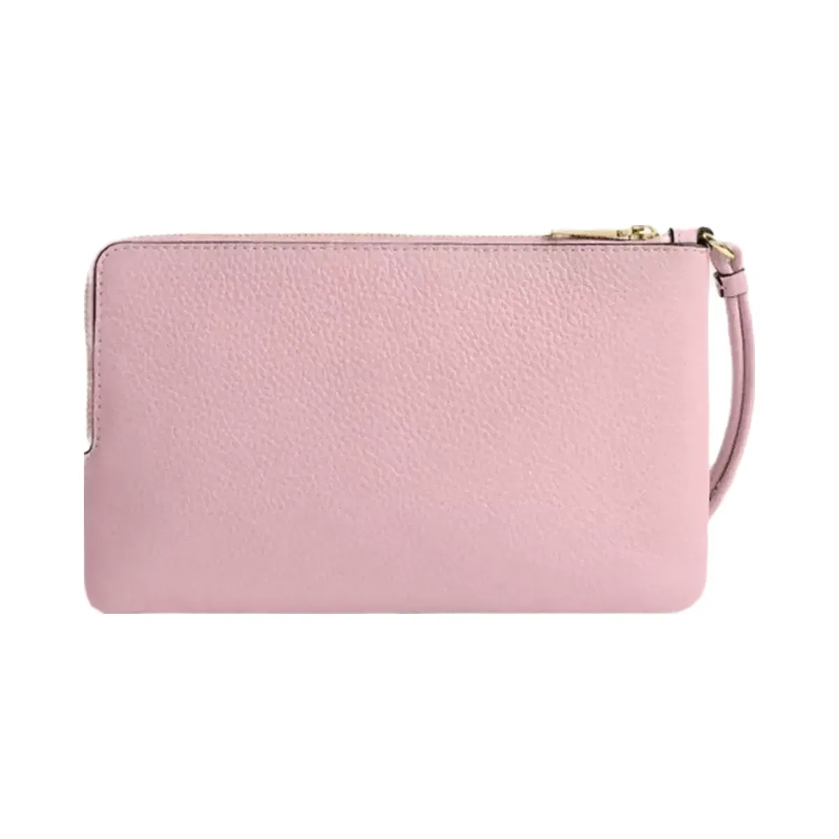 Coach Double Zip Wallet In Signature Denim in Gold Light Pink