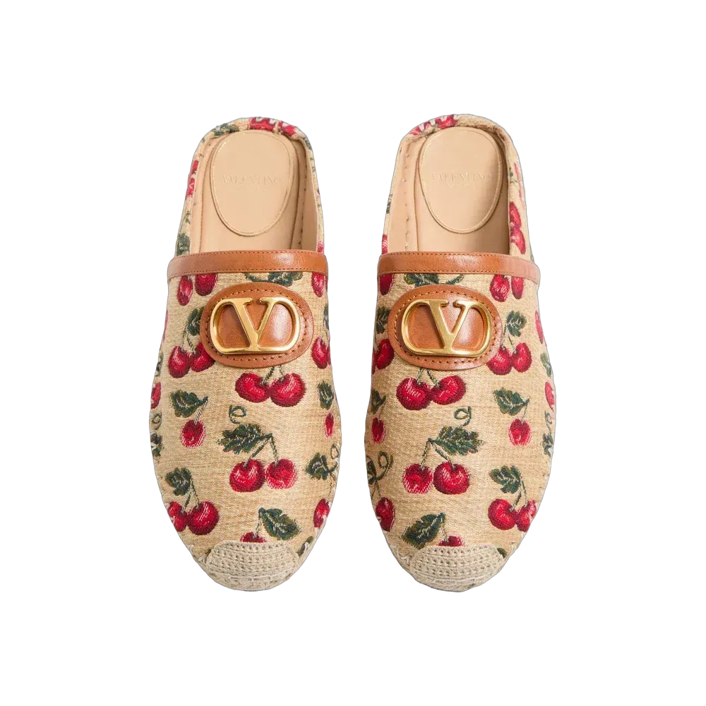 Valentino VLogo Signature Mule With Cherryfic Motif 25 mm Natural