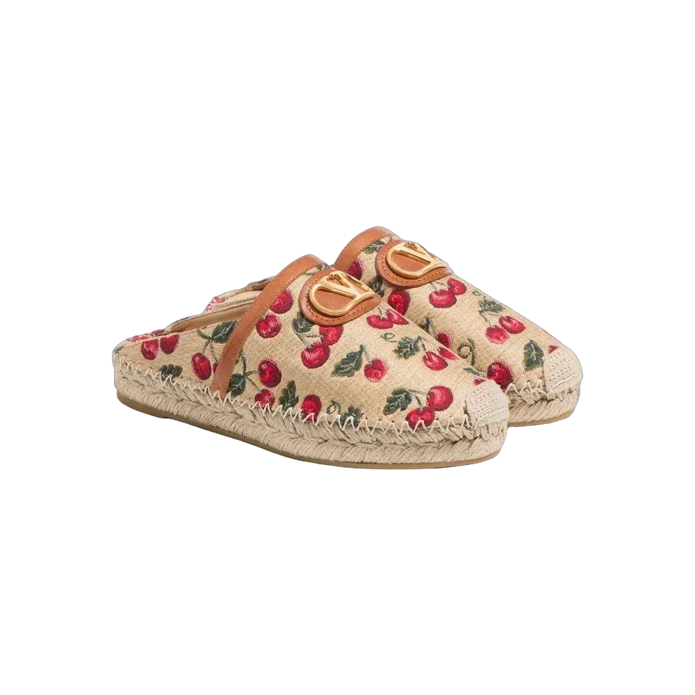 Valentino VLogo Signature Mule With Cherryfic Motif 25 mm Natural