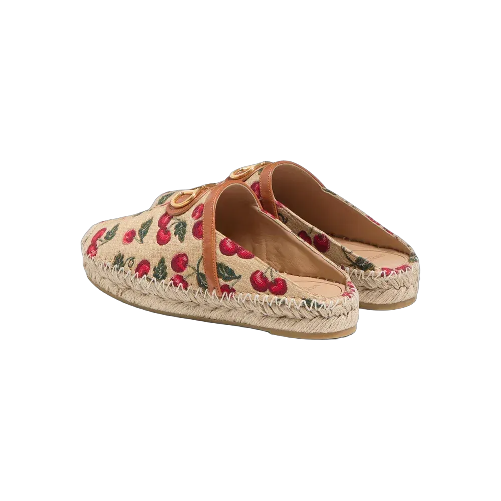 Valentino VLogo Signature Mule With Cherryfic Motif 25 mm Natural