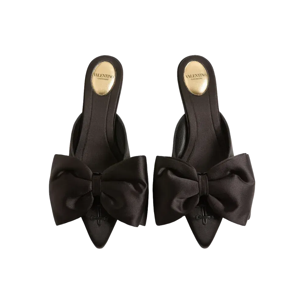 Valentino Yolande Satin Mule 45 mm Black