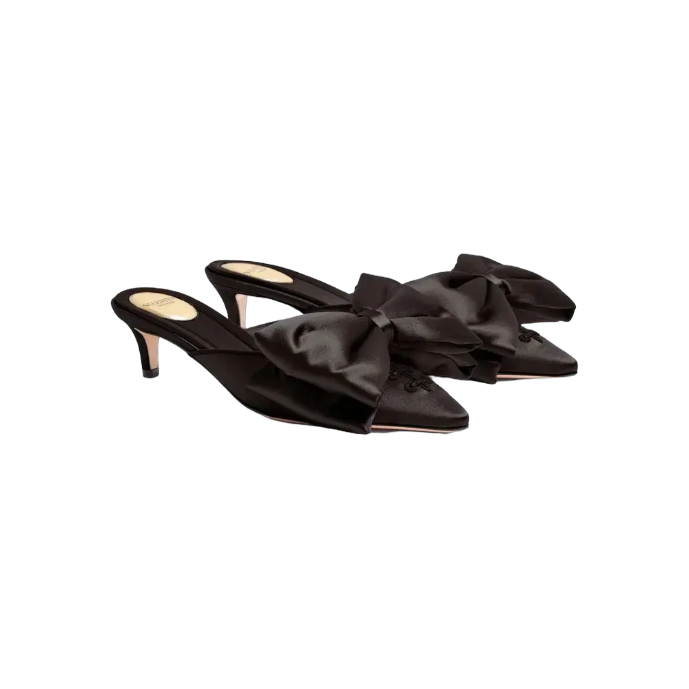 Valentino Yolande Satin Mule 45 mm Black