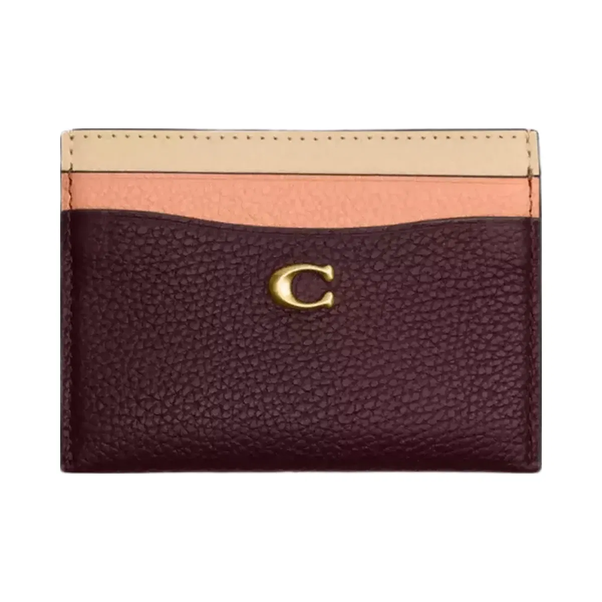 Coach Essential Card Case In Colorblock in Brass Merlot Multi