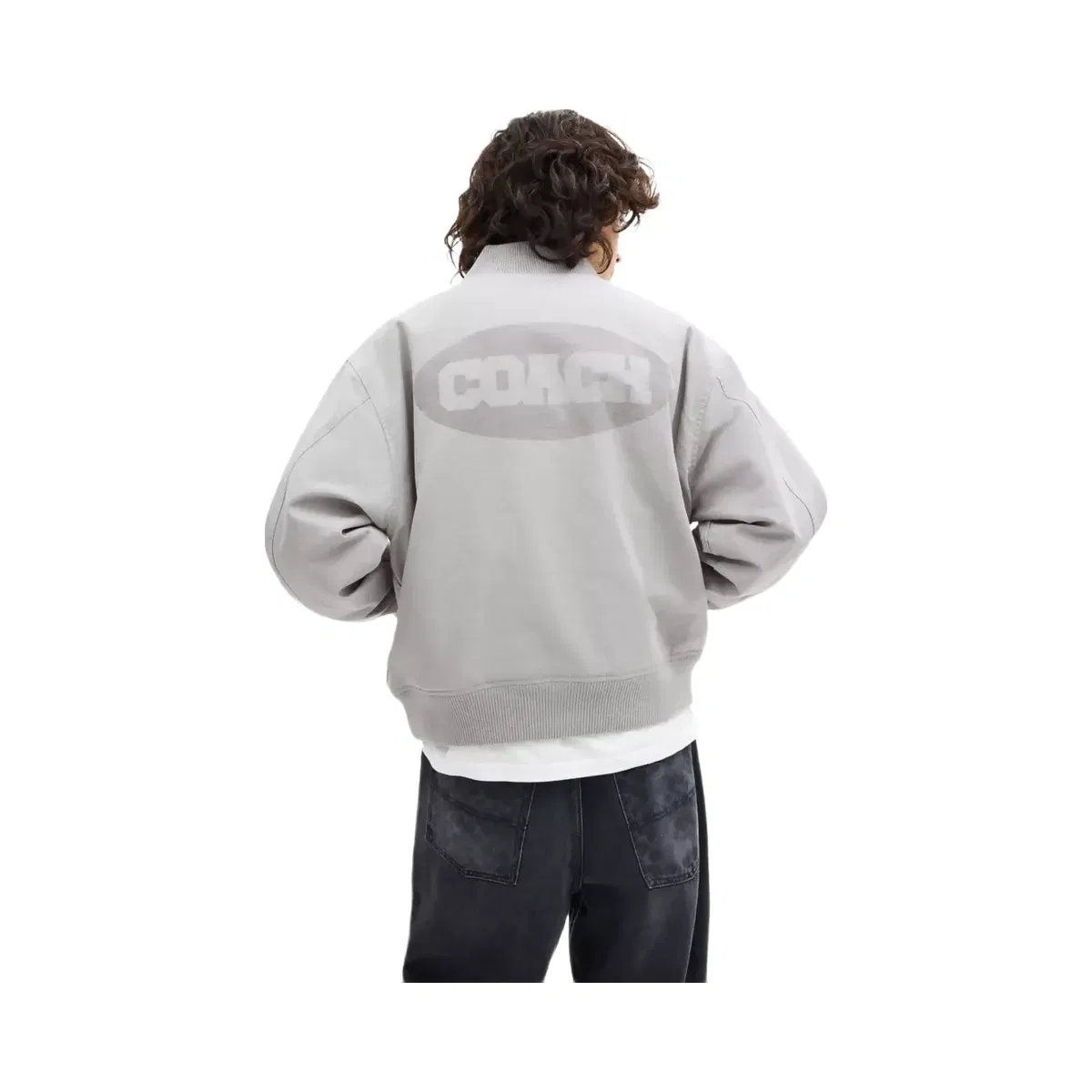 Coach Canvas Varsity Jacket in Light Grey